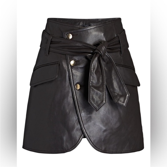 Marissa Webb Katerina Chocolate Leather Skirt - Picture 1 of 5